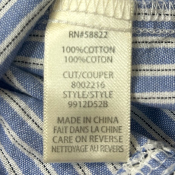 Max Studio Light Blue Striped Short Sleeve Dress. VNeck. Midi Length. - Picture 7 of 10